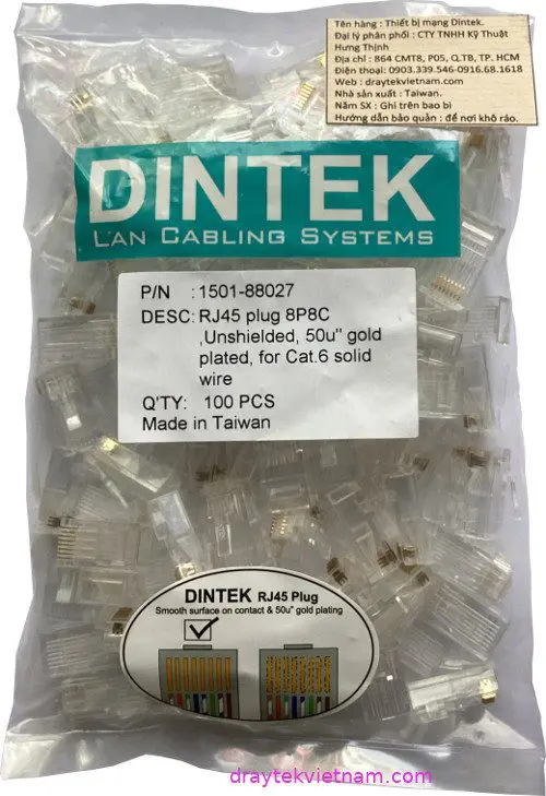 Đầu mạng RJ45 CAT.6 Dintek (1501-88027) 10 dau mang rj45 cat 6 dintek 1501 88027 13