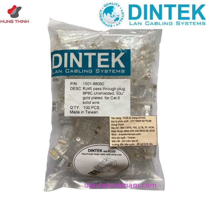 Đầu mạng RJ45 CAT.6 Dintek (1501-88060) 1 dau mang rj45 cat 6 dintek 1501 88060 1